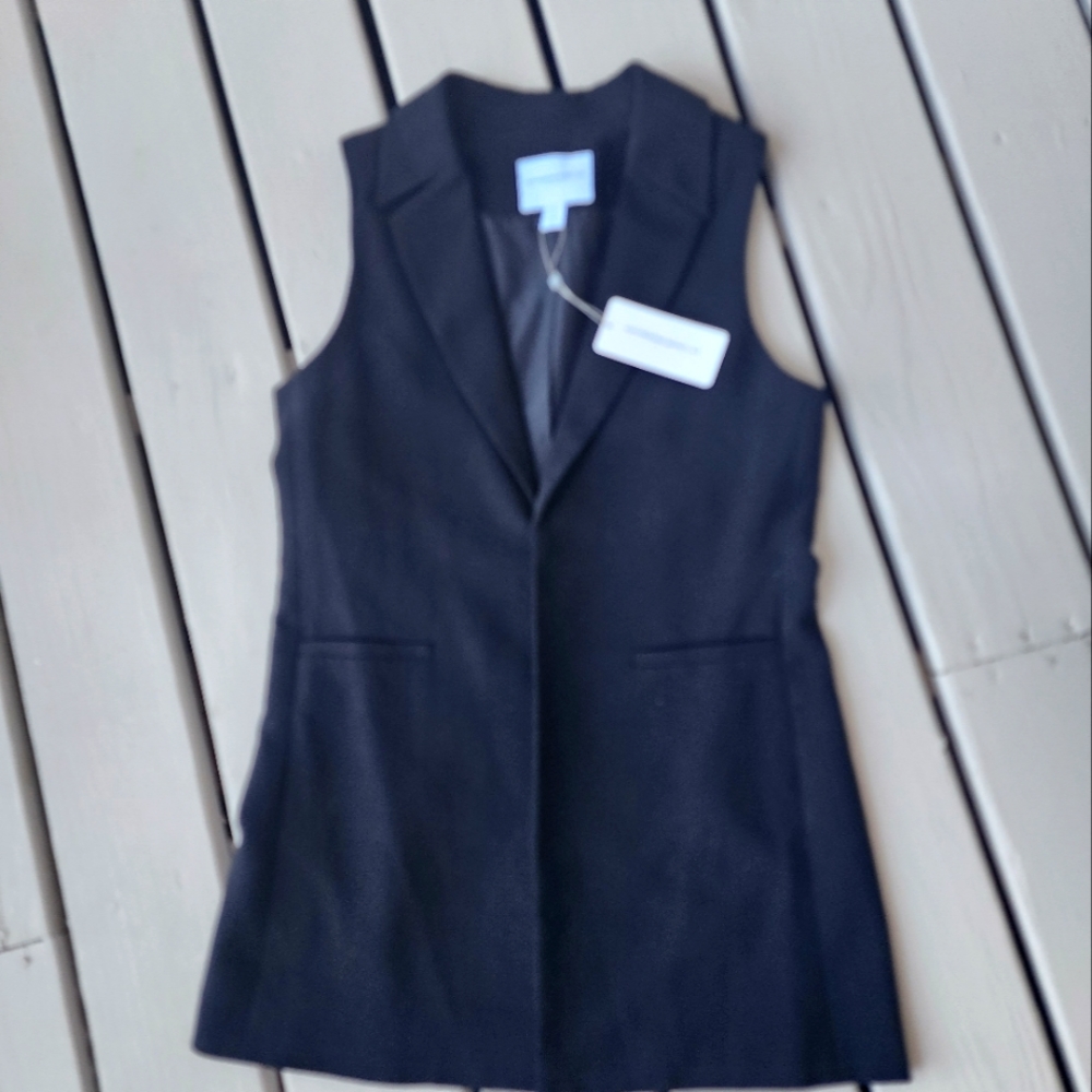 NWT M VEST Black Openfront long vest - Picture 2 of 16